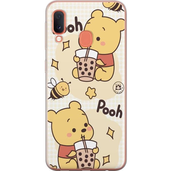 Samsung Galaxy A20e Läpinäkyvä kuori Nalle Pooh - klassinen karhumotiivi uudessa tulkinnassa