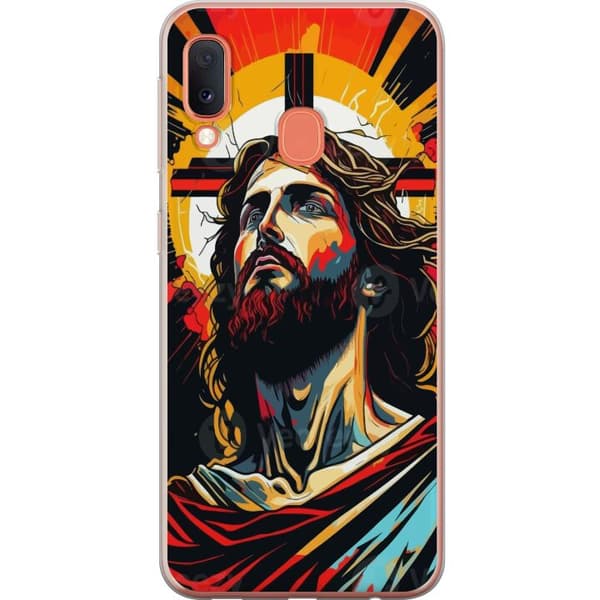 Samsung Galaxy A20e Läpinäkyvä kuori Jeesus ja Kortti - uskonnollinen motiivi syvällä symboliikalla