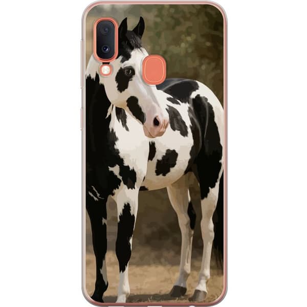 Samsung Galaxy A20e Genomskinligt Skal Vacker Häst – elegant illustration av hästmotiv