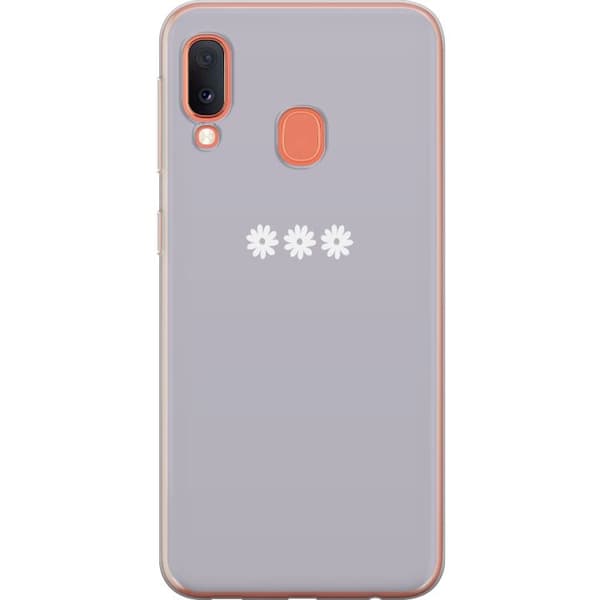 Samsung Galaxy A20e Läpinäkyvä kuori Lila Blomminimalismi - tyylikäs kukkakuva lila taustalla