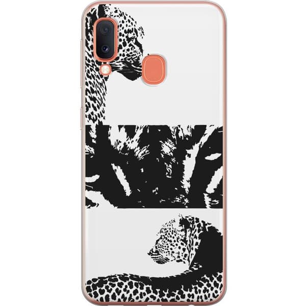 Samsung Galaxy A20e Läpinäkyvä kuori Leopard Faces