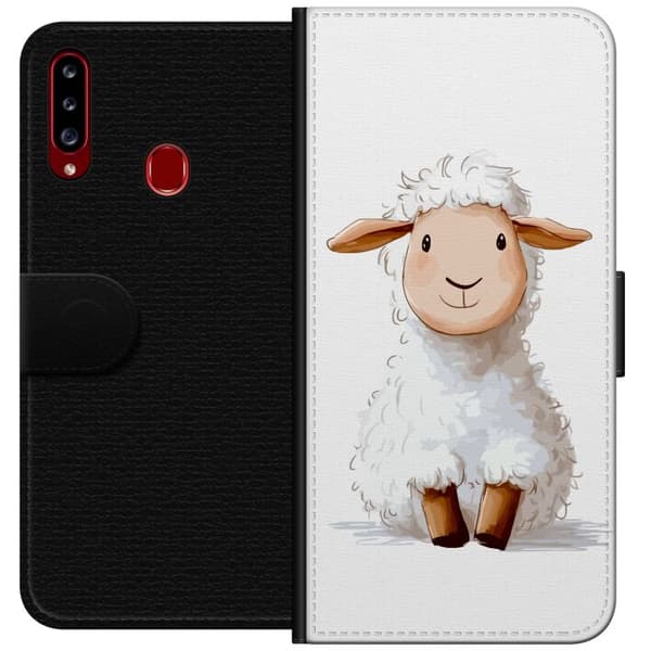 Samsung Galaxy A20s Lompakkokotelo Suloinen Lammas - lasten ja vauvan tuotteita sarjakuvatyyliin