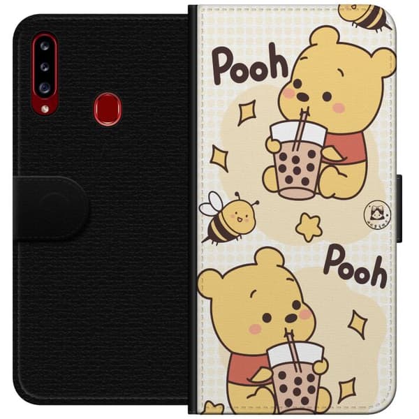 Samsung Galaxy A20s Plånboksfodral Nalle Pooh Style – klassiskt björnmotiv i ny tolkning