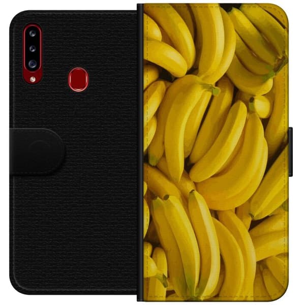 Samsung Galaxy A20s Plånboksfodral Banana Pattern – lekfullt mönster med gula bananer