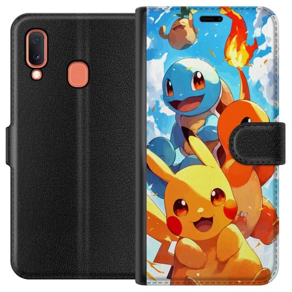 Samsung Galaxy A20e Tegnebogsetui Pocket Creatures - inspireret af Pokémon uden at nævne navnet