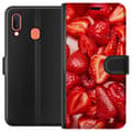 Miniatyrbild 1 av 3: Samsung Galaxy A20e Plånboksfodral Jordgubbsmönster – sött motiv med sommarkänsla