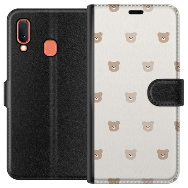 Samsung Galaxy A20e Lommeboketui Teddybakgrunn - søte teddybjørner mot en myk bakgrunn
