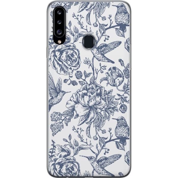 Samsung Galaxy A20s Läpinäkyvä kuori Kukat & Linnut - Romanttinen Vintage-tyylinen Kuviointi