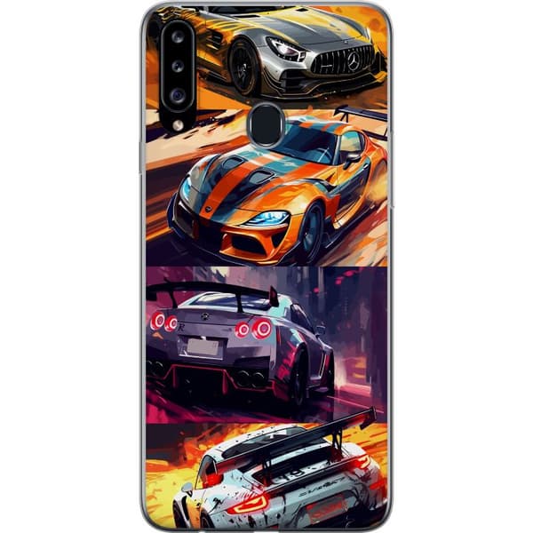 Samsung Galaxy A20s Läpinäkyvä kuori Ralli kuume - vauhdikas teema ralliautoilla