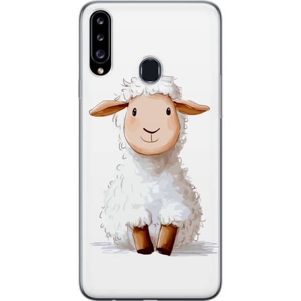 Samsung Galaxy A20s Läpinäkyvä kuori Suloinen Lammas - lasten ja vauvan tuotteita sarjakuvatyyliin