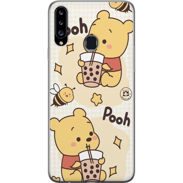Samsung Galaxy A20s Genomskinligt Skal Nalle Pooh Style – klassiskt björnmotiv i ny tolkning