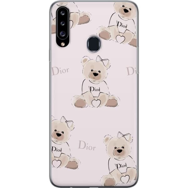 Samsung Galaxy A20s Läpinäkyvä kuori Teddy Dior Vibes - ylellinen nalle muotityyliin