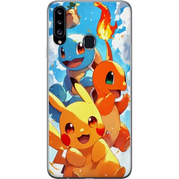 Samsung Galaxy A20s Läpinäkyvä kuori Pocket Creatures - innoittanut Pokémonista mainitsematta nimeä