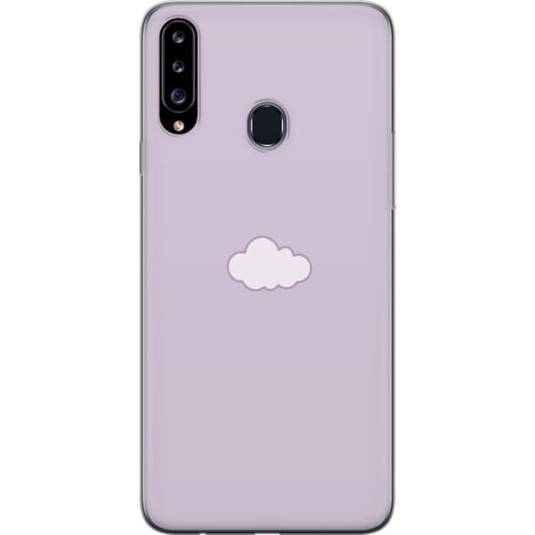 Samsung Galaxy A20s Läpinäkyvä kuori Lila Pilvi - minimalistinen pilvi lila taustalla