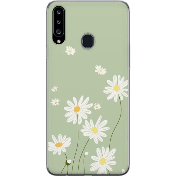 Samsung Galaxy A20s Läpinäkyvä kuori Papukaijanpaparit - kukallinen kuviointi ruotsalaiseen kesätyyliin