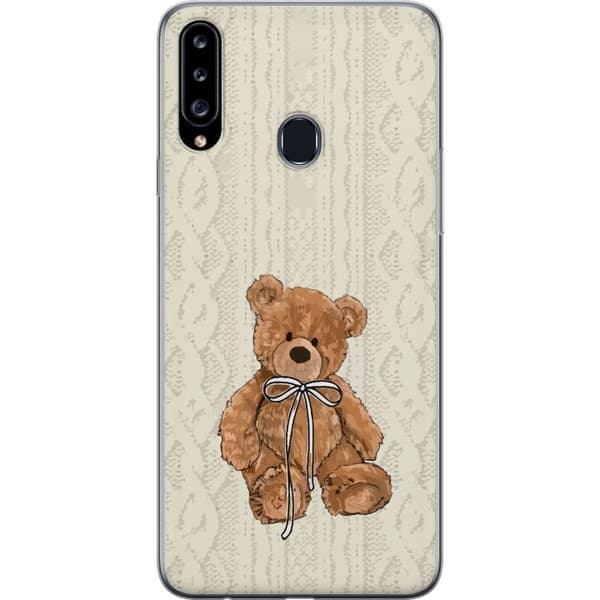 Samsung Galaxy A20s Genomskinligt Skal Liten Nalle – klassisk nalle i enkel design