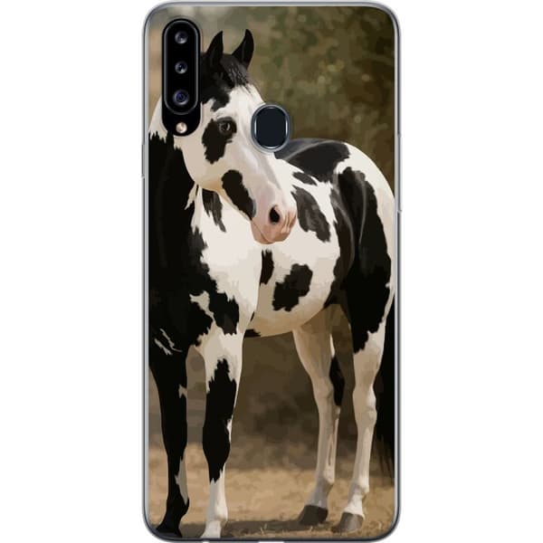 Samsung Galaxy A20s Genomskinligt Skal Vacker Häst – elegant illustration av hästmotiv