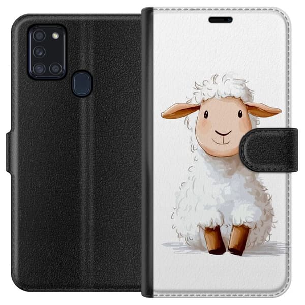 Samsung Galaxy A21s Plånboksfodral Sött Lamm – tecknad stil för barn & babyprodukter