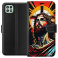 Pikkukuva 1 / 3: Samsung Galaxy A22 5G Lompakkokotelo Jeesus ja Kortti - uskonnollinen motiivi syvällä symboliikalla
