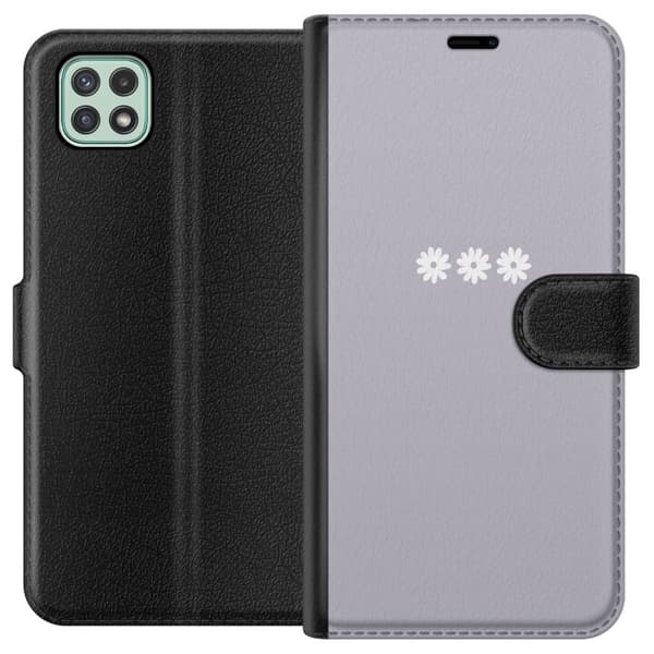 Samsung Galaxy A22 5G Lompakkokotelo Lila Blomminimalismi - tyylikäs kukkakuva lila taustalla