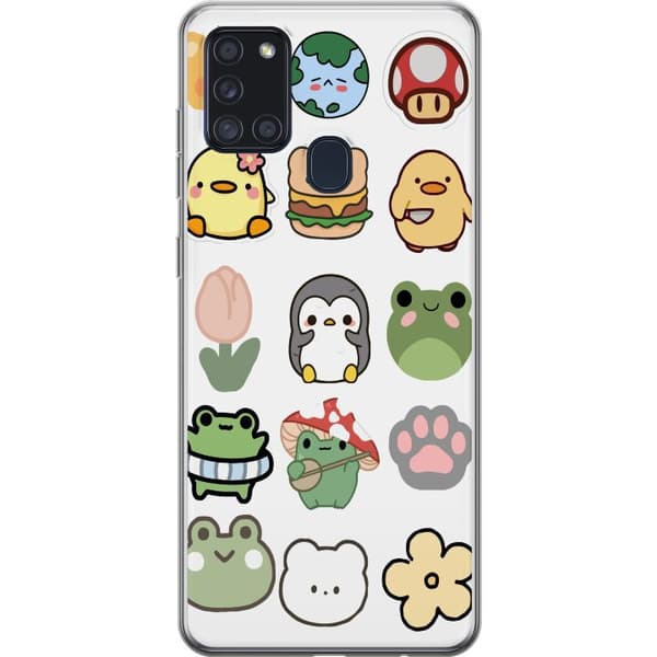 Samsung Galaxy A21s Genomskinligt Skal Kawaii Friends – söta figurer i japansk stil