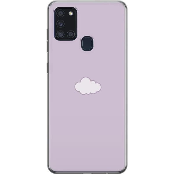 Samsung Galaxy A21s Gjennomsiktig deksel Lilla Sky - minimalistisk sky på en lilla bakgrunn
