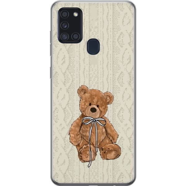 Samsung Galaxy A21s Genomskinligt Skal Liten Nalle – klassisk nalle i enkel design