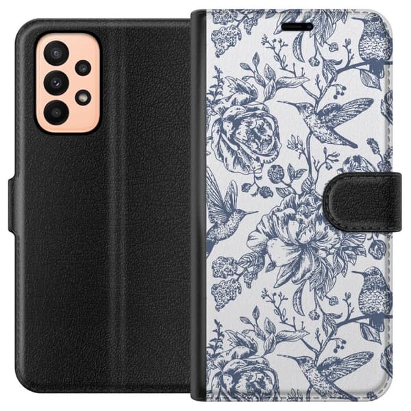 Samsung Galaxy A23 Plånboksfodral Blomster & Fåglar – romantiskt mönster i vintage-stil