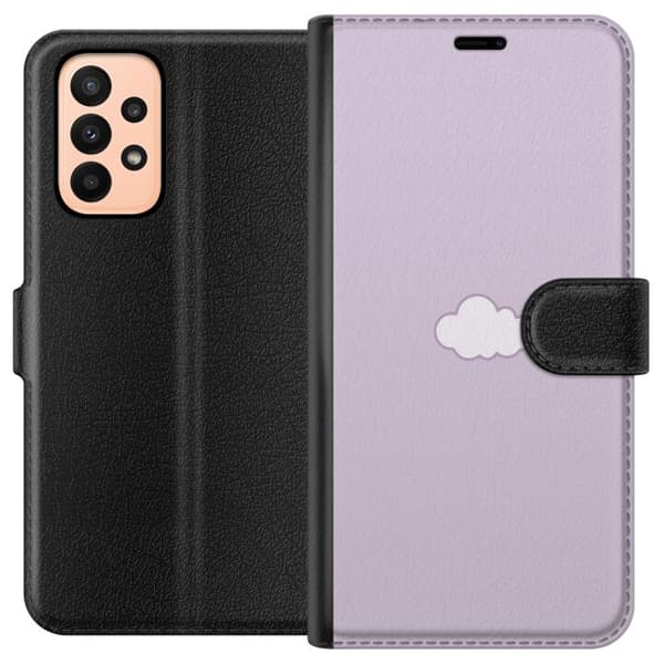 Samsung Galaxy A23 Tegnebogsetui Lilla Sky - minimalistisk sky på lilla baggrund