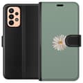 Miniatyrbillede 1 af 3: Samsung Galaxy A23 Tegnebogsetui Grøn Minimalblomst - stilfuld blomst på grøn baggrund