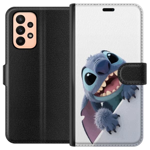 Samsung Galaxy A23 Plånboksfodral Happy Stitch – glad figur med charmig uttryck