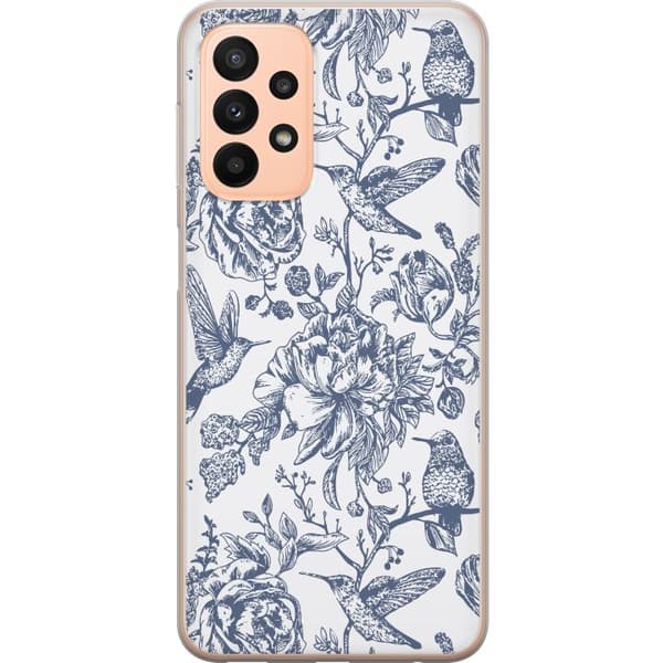 Samsung Galaxy A23 Gennemsigtig cover Blomster & Fugle - Romantisk Vintage-stil Mønster