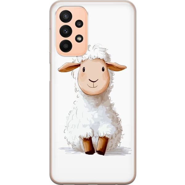 Samsung Galaxy A23 Gennemsigtig cover Sødt Lamm - tegneseriestil til børn og babyprodukter