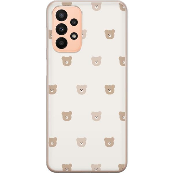 Samsung Galaxy A23 Gennemsigtig cover Teddybaggrund - søde teddybjørne mod en blød baggrund