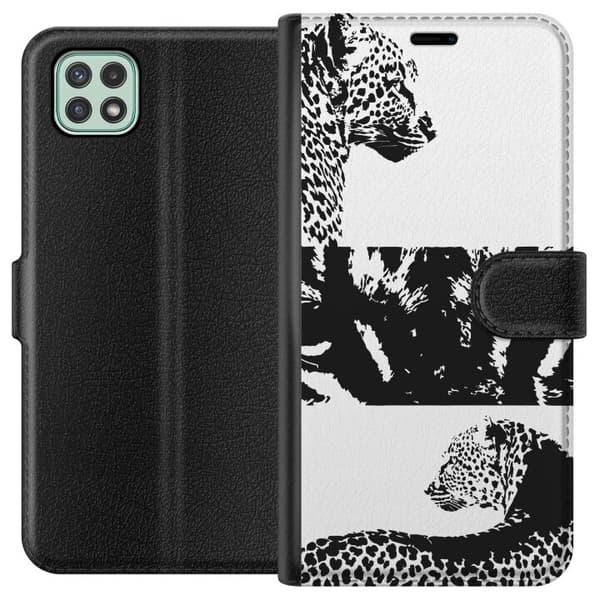 Samsung Galaxy A22 5G Lompakkokotelo Leopard Faces