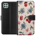 Miniatyrbillede 1 af 3: Samsung Galaxy A22 5G Tegnebogsetui Bær & Blomster - mønster med blå blomster og skovbær