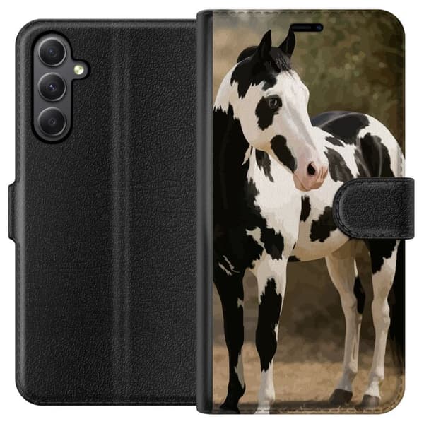 Samsung Galaxy A24 4G Plånboksfodral Vacker Häst – elegant illustration av hästmotiv