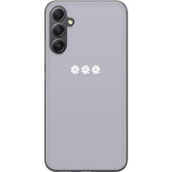 Samsung Galaxy A24 4G Genomskinligt Skal Lila Blomminimalism – stilrent blommotiv på lila bakgrund