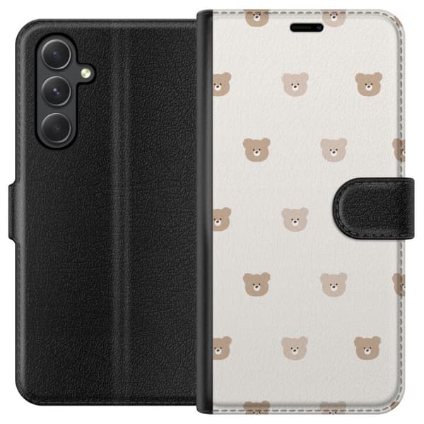 Samsung Galaxy A25 Tegnebogsetui Teddybaggrund - søde teddybjørne mod en blød baggrund
