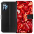 Miniatyrbillede 1 af 3: Samsung Galaxy A32 5G Tegnebogsetui Jordbærmønster - sødt motiv med sommerstemning
