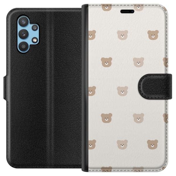 Samsung Galaxy A32 5G Tegnebogsetui Teddybaggrund - søde teddybjørne mod en blød baggrund