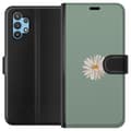 Miniatyrbillede 1 af 3: Samsung Galaxy A32 5G Tegnebogsetui Grøn Minimalblomst - stilfuld blomst på grøn baggrund