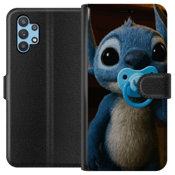 Samsung Galaxy A32 5G Tegnebogsetui Stitch & Napp - babytema med sød karakter