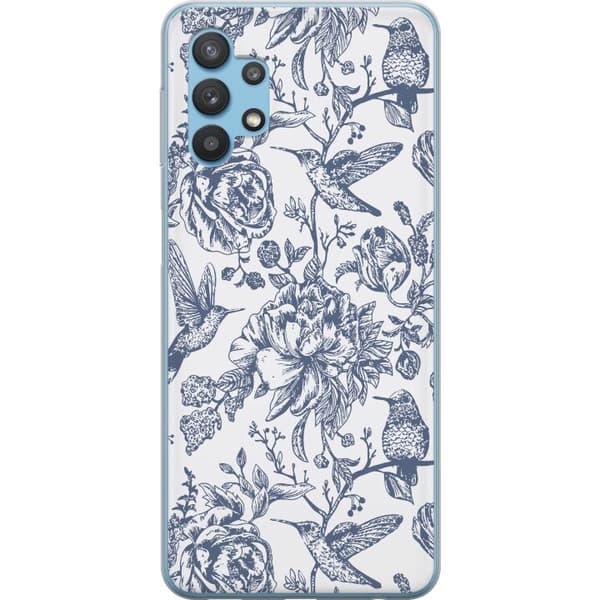 Samsung Galaxy A32 5G Gjennomsiktig deksel Blomster & Fugler - Romantiskt Vintage-stil Mønster