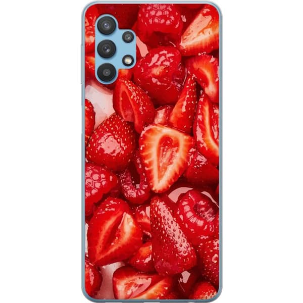 Samsung Galaxy A32 5G Gennemsigtig cover Jordbærmønster - sødt motiv med sommerstemning