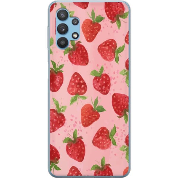 Samsung Galaxy A32 5G Gennemsigtig cover Jordbærdrømme - Retro-stil jordbærmønster