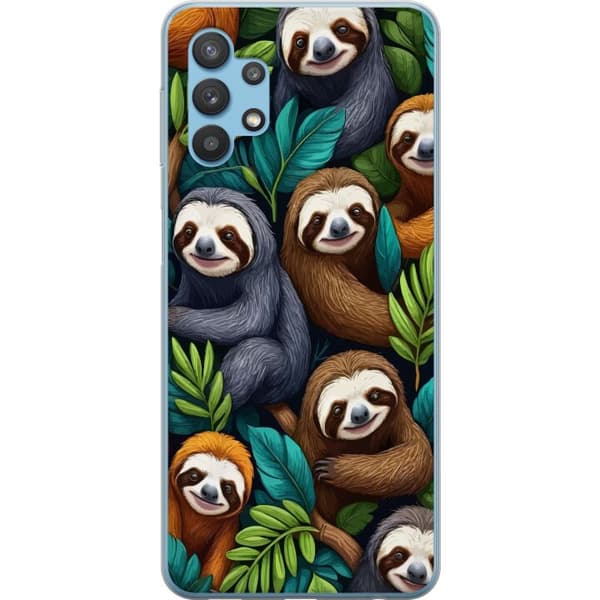 Samsung Galaxy A32 5G Gennemsigtig cover Sengångarstil - afslappet motiv med sød dovendyr