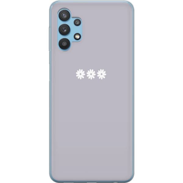 Samsung Galaxy A32 5G Gennemsigtig cover Lilla Blomminimalisme - stilfuldt blomstermotiv på lilla baggrund