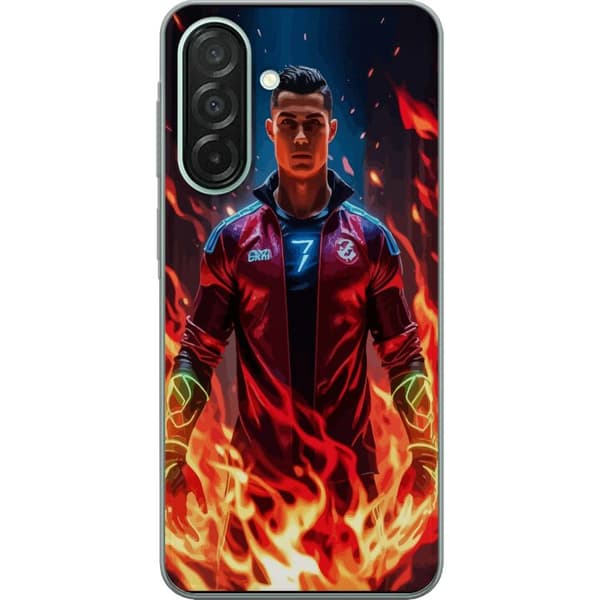 Samsung Galaxy A26 Läpinäkyvä kuori Ronaldo Inferno - jalkapallolegenda liekeissä