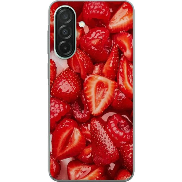 Samsung Galaxy A26 Läpinäkyvä kuori Mansikkakuviointi - makea motiivi kesäfiiliksellä